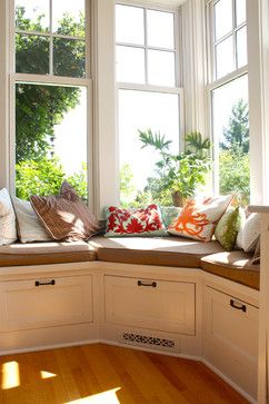 Traditional Home Design, Pictures, Remodel, Decor and Ideas - page 16 Corner Window Seat, Cozy Window Seat, Window Seat Kitchen, Window Seat Design, Bay Window Seat, Traditional Kitchen Design, Corner Window, Window Benches, Design Del Prodotto