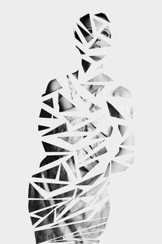 i like how the image is manipulated to make the person look made up of many pieces, when its just one image Broken Lines, Fashion Art Photography, Fashion Collage, 판타지 아트, Abstract Photos, Abstract Photography, Photography Projects, White Photo, Art Plastique