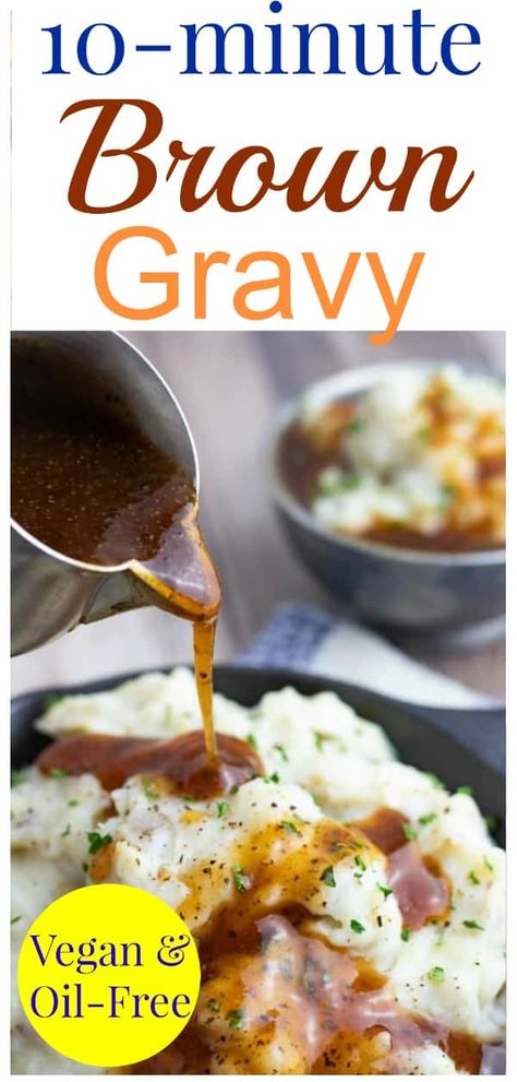 Easy Vegan Brown Gravy Roast Pasta, Mushroom Roast, Vegan Brown Gravy, Healthy Gravy, Making Gravy, Gravy Vegan, Brown Gravy Recipe, Vegan Sauce Recipes, Over Mashed Potatoes