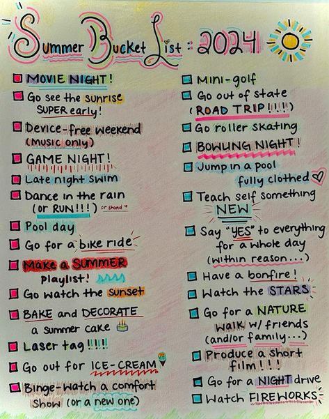 Summer 2024’s on its way ☀️ #summer #summerbucket #summerbucketlist #2024 #summerbucketforkids . Read more here 👉 https://whispers-in-the-wind.com/summer-bucket-list-exciting-activities-to-beat-the-boredom/?56 Bucket List Board Ideas, Summer Bucket List 2024 Teenagers, Cute Summer Bucket List Ideas, Summer List Of Things To Do, Summer Bucket List Design Ideas, Summer Bucket List 2024 With Points, Last Summer Before College Bucket Lists, Vacation Bucket List Things To Do, Cheap Summer Bucket List Ideas