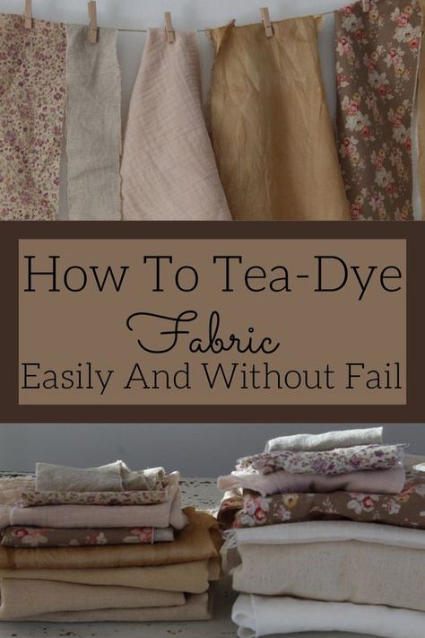 Tea Dyed Fabric Tutorials, Diy Plant Dye, How To Dye Fabric With Tea, Tea Bag Dyeing Fabrics, How To Plant Dye Fabric, How To Tea Stain Fabric Diy, Dyeing With Tea, How To Dye Clothes Naturally, How To Tea Dye Cotton Fabric