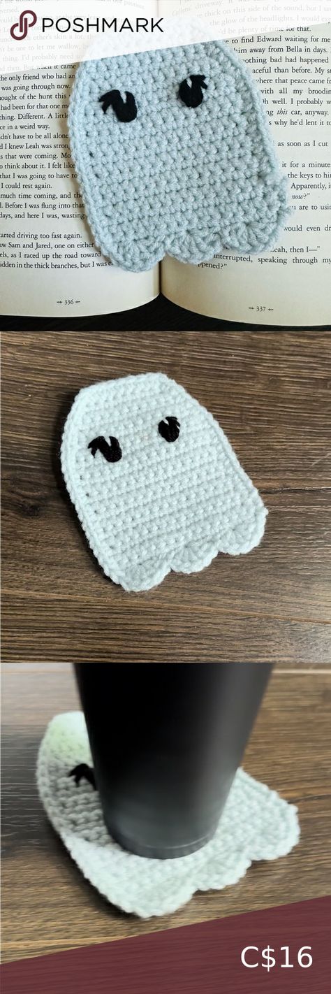 Ghost Crochet Coaster, Handmade Mug Rug, Halloween Decor, Coffee table decor Ghost Crochet, Coaster Handmade, Crochet Ghost, Decor Coffee Table, Crochet Coaster, Coffee Table Decor, Handmade Mug, Crochet Coasters, Mug Rug