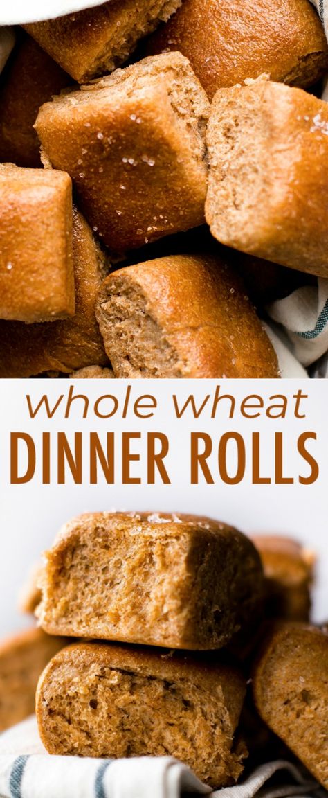 Soft, hearty, and sweet homemade honey whole wheat dinner rolls. Recipe on sallysbakingaddiction.com Make Ahead Dinner Rolls, Whole Wheat Dinner Rolls Recipe, Wheat Dinner Rolls Recipe, Whole Wheat Dinner Rolls, Wheat Dinner Rolls, Whole Wheat Rolls, Wheat Bread Recipe, Wheat Recipes, Yeast Bread Recipes