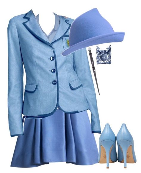 Beauxbatons Uniform by hippogriff-xo on Polyvore featuring Semilla, Swarovski and L.A.M.B. Harry Potter Beauxbatons, Beauxbatons Uniform, Harry Potter Houses Outfits, Harry Potter Goblet, Hogwarts Slytherin, Slytherin Gryffindor, Princess Inspired Outfits, Harry Potter Room Decor, Easy Diy Costumes