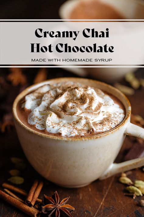 Chai Simple Syrup, Iced Hot Chocolate Recipe, Hippie Farmhouse, Chai Hot Chocolate, Gluten Free Hot Chocolate, Iced Hot Chocolate, Autumn Drinks, Homemade Chai, Chai Tea Recipe