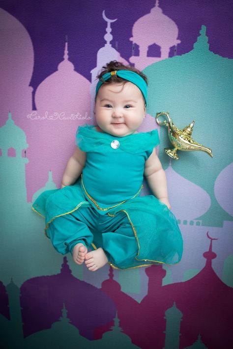 Princess Jasmine Birthday Party, Princess Jasmine Birthday, Baby Cinderella, 4 Month Baby, Bonfire Party, Monthly Pictures, Foto Baby, Cute Photography, Newborn Pictures