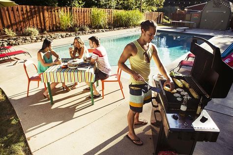 Four friends enjoying a day at the pool. Bbq By The Pool, Deer Fly, Get Rid Of Flies, Summer Barbeque, Friends Enjoying, Where To Invest, Horse Fly, Barbecue Party, Summer Barbecue