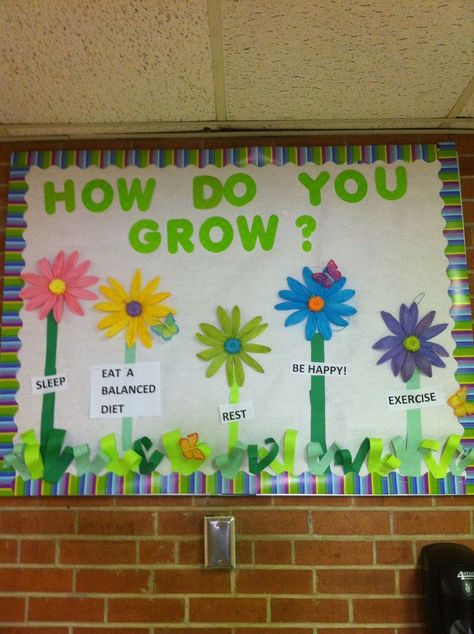 Spring School Nurse Bulletin Board Ideas, Spring Health Bulletin Boards, Nursing Unit Bulletin Board Ideas, Ibclc Exam, School Nurse Decorations, Nurse Decorations, School Nurse Elementary, Clinic Decoration, Cafeteria Bulletin Boards