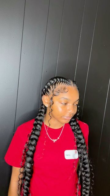 @icedbykottaa_ on Instagram: "2 braids with curls 😍😍😍 #explore #2braids #cleveland #bookstagram #cleveland" Two Braids Hairstyle Black Women, 2 Braids Hairstyles, Guys Hairstyles, Hairstyles Tiktok, Cornrow Ponytail, Quick Braids, Two Braid Hairstyles, Long Ponytail, Braided Hairstyles For Black Women Cornrows