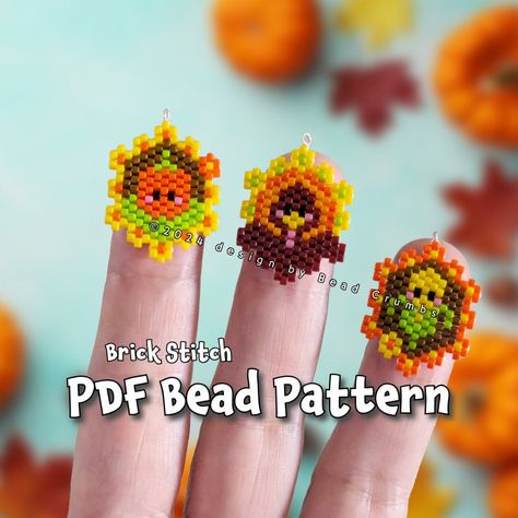 Fall Beading Pattern Bundle, Corn Pumpkin Turkey Brick Stitch Charms Earring Jewelry, PDF Digital Download Corn Beaded Earrings, Thanksgiving Brick Stitch Earrings, Turkey Beads, Corn Bead, Pumpkin Turkey, Diy Seed Bead Earrings, Beaded Charms, Motifs Perler, Seed Bead Patterns