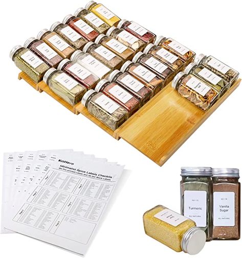 Spice Rack Tray, Spice Drawer Organizer, Bamboo Spice Rack, Drawer Spice Rack, Seasoning Jars, Spice Organization Drawer, Premium Spices, Seasoning Rack, Kitchen Spice Racks