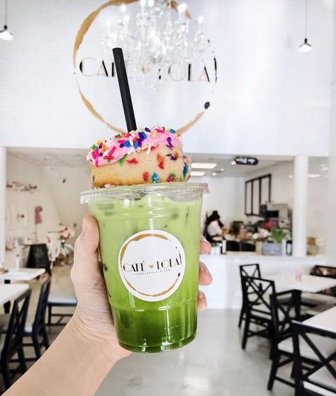 Cafe Lola is a European-style cafe in Las Vegas with ample dairy-free, vegan, and gluten-free beverages and pastries Cafe Lola Las Vegas, Cafe Lola, Matcha Bar, Las Vegas Eats, Vegan Pastries, Tea Shops, Vegas Food, Nutrition Store, Vegan Donuts