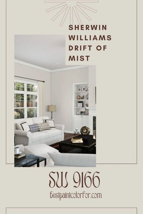 Sherwin Williams Drift of Mist - Color Review (LATEST) Drift Of Mist Sherwin Williams Bedroom, Sw Drift Of Mist Walls, Drift Of Mist Coordinating Colors, Sw Drift Of Mist, Drift Of Mist Sherwin Williams, Sherwin Williams Drift Of Mist, Drift Of Mist, Paint Color Guide, Sherman Williams