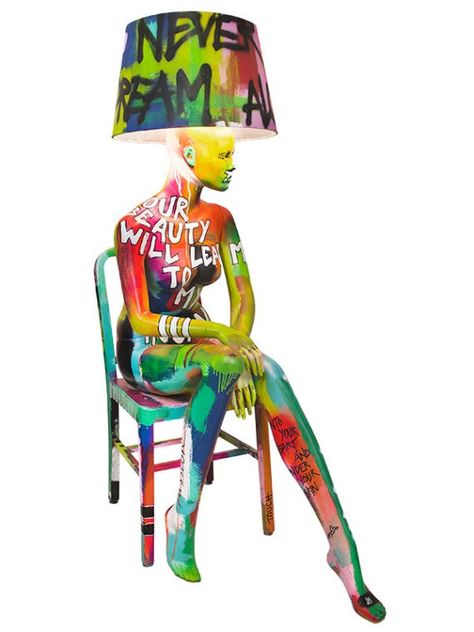 SITTING I'M A MESS Mannequin Floor Lamp by Jimmie Karlsson & Martin Nihlmar from JIMMIE MARTIN (Copyright: © JIMMIE MARTIN, Jimmie Karlsson, Martin Nihlmar) Mannequin Lamp, Jimmie Martin, Mannequin Decor, Mannequin Art, Stylish Lighting, Kensington Palace, Applied Arts, Funky Furniture, Interior Design Art