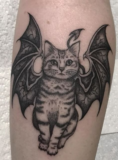 Grunge Tattoo, Goth Tattoo, Bat Tattoo, Creepy Tattoos, Spooky Tattoos, Cat Tattoo Designs, Tatuaje A Color, Tattoos Inspo, Gothic Tattoo