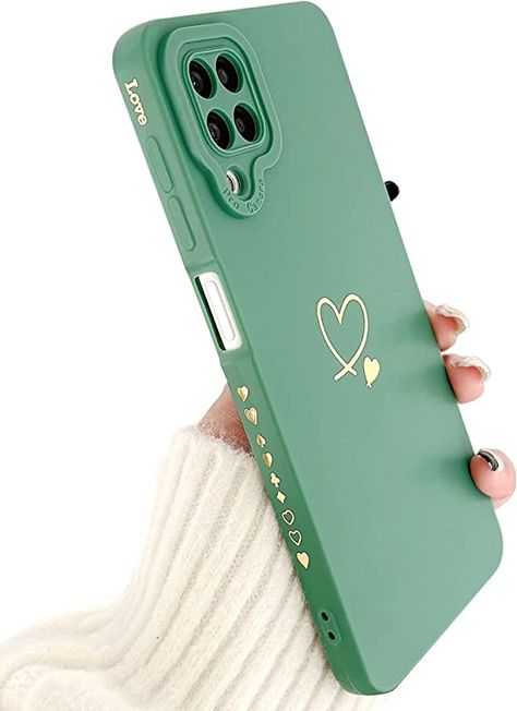 Amazon.com: MTBacon Compatible with Samsung Galaxy A12 Case for Soft Silicone Gold Heart Pattern Slim Protective Shockproof Case for Women Girls for Samsung Galaxy A12 (Green) : Cell Phones & Accessories Back Case Ideas, Cute Samsung Phone Cases, Phone Cases For Android, Back Case Design, Cute Phone Cases For Samsung, Phone Cases Samsung, Gold Phone Case, Cable Iphone, Capas Samsung