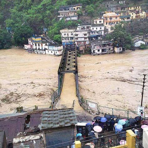 A view of a submerged bridge over river Ganga in Rudraprayag, Uttarakhand on Tuesday following incessant rains. (PTI) Posted by floodlist.com #Uttarakhandflood Natural Disasters Activities, Natural Disasters Floods, River Bank, Himachal Pradesh, Times Of India, Water Damage, Natural Disasters, Nature Pictures, Paris Skyline