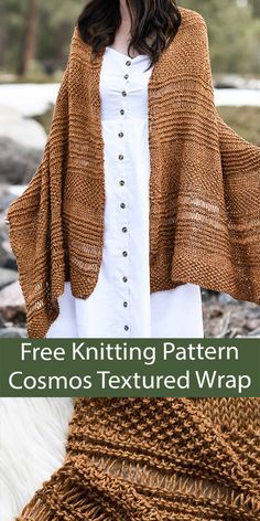 Wrap Knitting Pattern, Free Knit Shawl Patterns, Mama In A Stitch, Easy Scarf Knitting Patterns, Knit Wrap Pattern, Two Of Wands, Summer Knitting Patterns, Easy Knitting Patterns Free, Web Pattern