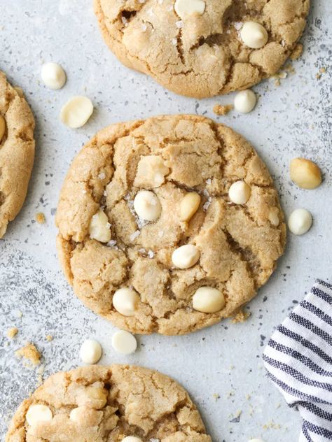 White Chocolate Macadamia Nut Cookies - Completely Delicious Cherry Chip Cake, White Chocolate Macadamia Cookies, Chocolate Macadamia Nut Cookies, White Chocolate Macadamia Nut Cookies, White Chocolate Macadamia Nut, Completely Delicious, Bake Christmas, Coconut Chocolate Chip Cookies, Macadamia Cookies