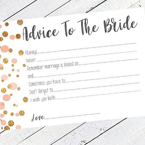 Advice To The Bride, Hen Games, Bridal Shower Advice Cards, Hen Night Ideas, Bridal Shower Advice, Hen Party Bags, Groom Card, Hen Party Games, Bridal Shower Activities