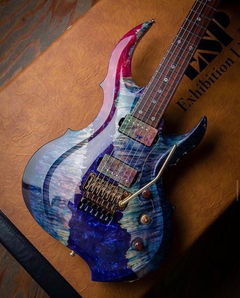 The Axe Palace on Instagram: “One of the many insane ESP Exhibition guitars from NAMM this year. We bid on this one *crosses fingers*” John Petrucci, Esp Guitars, Instruments Art, Types Of Guitar, Electric Guitar Design, Guitar Obsession, Les Paul Guitars, Handmade Guitar, Unique Guitars