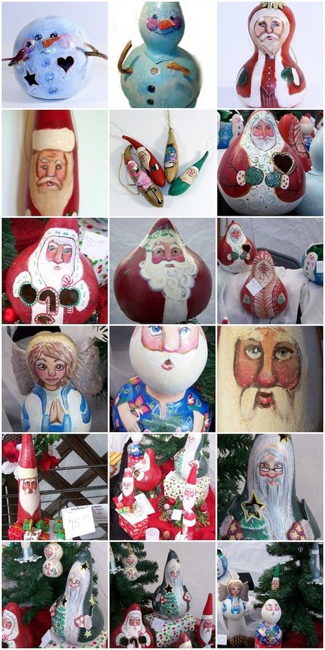 Gourd Christmas Decorations, Christmas Gourds Crafts, Christmas Gourds Painted, Gourd Christmas, Gourd Bowls, Gourd Crafts, Gourds Crafts, Painted Gourds, Craft Show