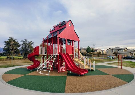 Themed Playground, Backyard Playset, Playground Structures, Commercial Playground, Commercial Playground Equipment, Outdoor Stage, Playground Ideas, Children Park, Farm Boys