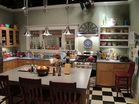 Parenthood kitchen. Love the wood with the gray counters and stainless appliances Paint For Kitchen Walls, Adams Homes, Kitchen Remodel Idea, Eclectic Home, House Tour, Home Tv, House Flooring, Dream Kitchen, Kitchen Wall