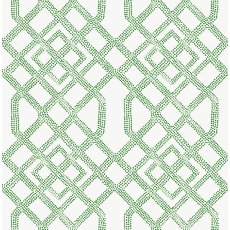 "Buy NuWallpaper Green Tanner Peel & Stick Wallpaper at Michaels. com. A classic trellis print with modern flair, this green and white geometric peel and stick wallpaper is comprised of hundreds of painterly dots that will revitalize the look of any room. A classic trellis print with modern flair, this green and white geometric peel and stick wallpaper is comprised of hundreds of painterly dots that will revitalize the look of any room. Green Tanner Peel and Stick Wallpaper comes on one roll tha Blue Trellis Wallpaper, Green Trellis, White Trellis, Dark Green Wallpaper, Brewster Wallpaper, A Street Prints, Trellis Wallpaper, Classic Color Palette, Wallpaper For Sale