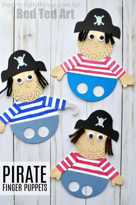 Summer Preschool Crafts, Pirate Coloring Pages, Pirate Activities, Pirate Crafts, Red Ted Art, Puppets For Kids, Puppets Diy, Summer Camp Crafts, Puppet Crafts