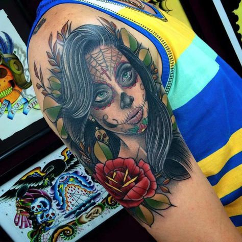 Gian Karle Tattoo Ink Master Tattoos, Catrina Tattoo, Ink Master, Home Tattoo, Best Portraits, American Traditional, Color Tattoo, Future Tattoos, Hand Tattoos