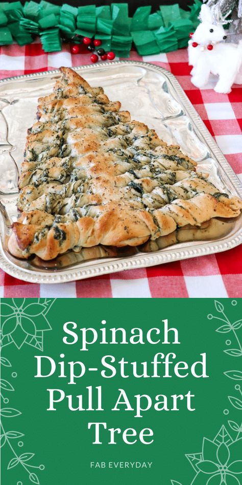 Pizza Dough Pull Apart Christmas Tree, Spinach Artichoke Pull Apart Bread Christmas Tree, Pull Apart Christmas Tree, Tree Spinach, Spring Appetizers, Creamy Spinach Dip, Christmas Tree Food, Spinach Pizza, Recipe Spinach