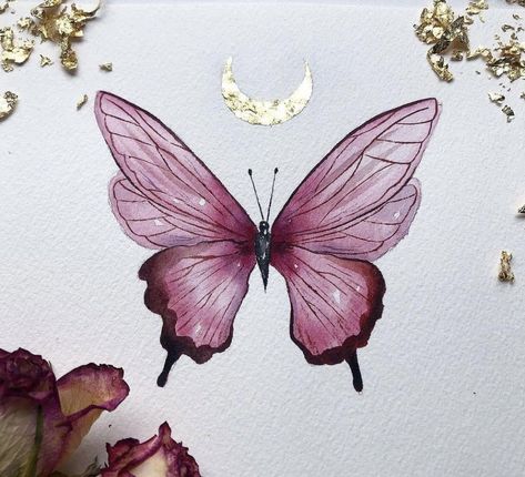 Purple Watercolor Butterfly, Butterfly Drawing On Canvas, Buterfluffy Art Drawing, Pretty Butterfly Drawings, Butterfly Watercolor Painting Easy, Butterfly Drawing Watercolors, Watercolor Butterfly Painting, Painting Ideas On Canvas Butterfly, Water Colour Butterfly