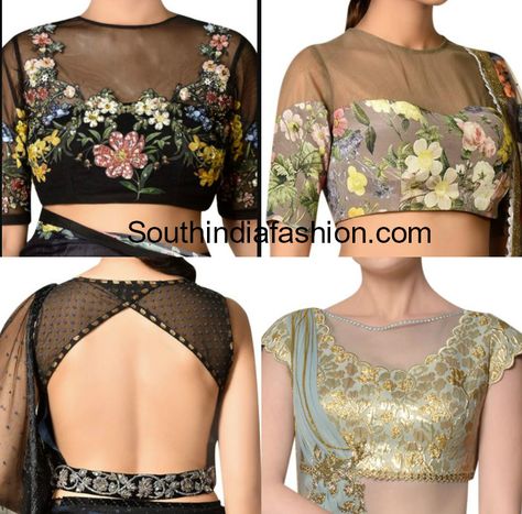 net blouse designs for sarees 2018 600x592 Blouse Designs Net, Net Blouse Designs, Net Saree Blouse Designs, Net Saree Blouse, Trending Blouse, Pattern Blouses, Net Pattern, Netted Blouse Designs, Saree Blouse Styles