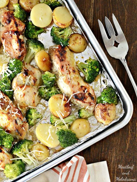 Sheet Pan Honey Mustard Chicken Dinner Ranch Chicken Sheet Pan Dinner, Chicken With Ranch Seasoning Packet, October Dinners, Fiber Recipes, Baked Ranch Chicken, Broccoli And Potatoes, Aldi Recipes, Sheet Pan Dinners Chicken, Easy Sheet Pan Dinners