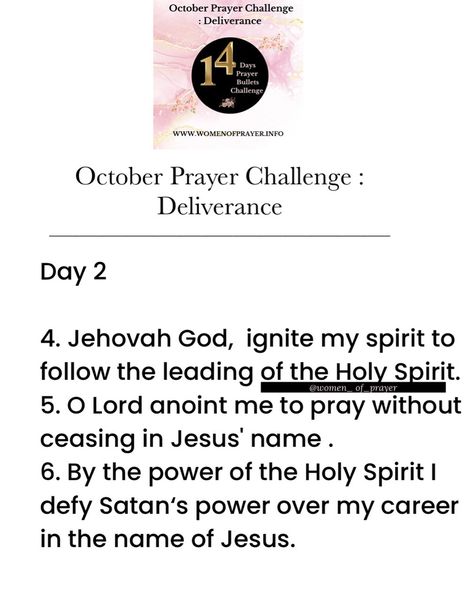 DAY 2 of OCTOBER’S PRAYER CHALLENGE 🙏🙏🙏🙏🙏🙏🙏🙏🙏🙏🙏🙏🙏🙏 Click the link in our bio to start today. Prayer Challenge, Pray Without Ceasing, Start Today, Names Of Jesus, Holy Spirit, Click The Link, To Start, Jesus