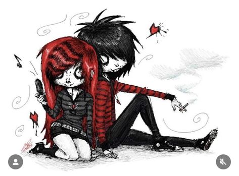 Emo Poses Drawing Reference, Ruby Gloom And Skull Boy, Emo Artstyle 2000s Base, My Chemical Romance Matching Pfp, Ruby Gloom Matching Pfp, Emo Couple Art, Scene Pfp Matching, Emo Matching Icons, Emo Reference