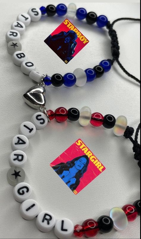 Matching starboy x stargirl bracelets  Adjustable bracelets  Magnetic heart ♥️ Message me with any questions 💭 Bracelet Matching Couple, Matching Bracelets For 3, Couple Bracelets Beads, Kana Kamui, Pulseras Ideas, Bracelets Kandi, Ideas Pulseras, Diy Kandi Bracelets, Friendship Bracelets Easy