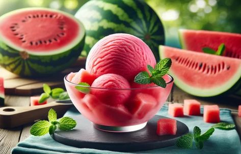 Ninja Creami Watermelon Sorbet Recipe 🍉 - Ninja Creamier Watermelon Sorbet Recipe, Watermelon Sorbet Recipes, Pineapple Sorbet, Watermelon Sorbet, Sorbet Recipe, Frozen Watermelon, Slice Of Lime, Ninja Creami, Sorbet Recipes