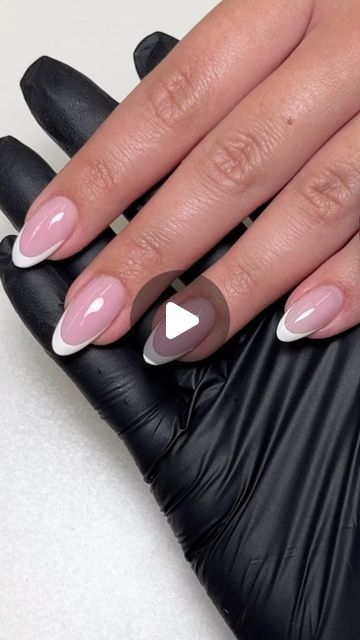 Codie Chown NBC on Instagram: "Free Hand French With Me On Almond Shape Nails 🤍  Using NBC Products -  • Acrylic Powder Strawberry BonBon • White Liner Gel  • 17mm Liner Brush • Gloss It None Wipe Top Coat   #nails #naildesigns #nailsnailsnails #nailaddict #nailporn #frenchnails #almondnails #naillove #nails2inspire #nailinspo #nailstory #nailshop #nailsofinstagram" How To Shape Almond Nails Step By Step, How To File Almond Nails Shape, Ballerina French Tip, French Nails Almond Shape, French Tutorial, Elegant Touch Nails, Stiletto Nails Short, White Liner, Shape Nails