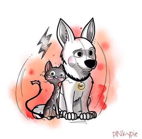 Bolt - Disney, Tattoo Design Disney Animal Tattoo Ideas, Disney Bolt Tattoo, Bolt Tattoo Disney, Disney Dog Tattoos, Disney Animals Tattoo, Bolt Fanart, Toy Story Dolls, Bolt Dog, Bolt Disney