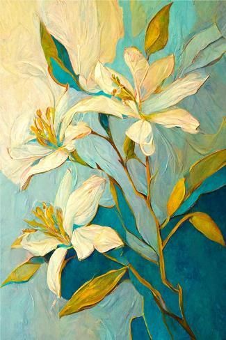 size: 18x12in Art Print: White Lily by Avril Anouilh : Lily Art, Lily Painting, White Lily, Abstract Flower Painting, White Lilies, Art Business, Acrylic Painting Canvas, Botanical Art, Floral Painting