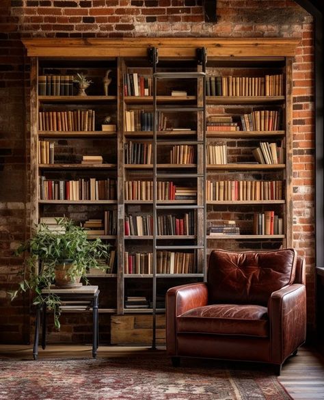 Converted Factory, Latest Decorating Trends, Home Library Rooms, Style Anglais, Library Wall, Home Library Design, Bali Style, Home Libraries, Home Library