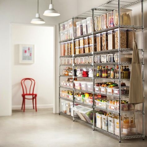 Pantry Perfection // 7 Ways to Organize Using Wire Shelving // simplyspaced.com Pantry Shelving Units, Wire Pantry Shelves, Storage Shelves Diy, Pantry Shelf Organizer, Best Kitchen Storage, Wire Rack Shelving, Diy Pantry Organization, Desain Pantry, Wire Shelving Units