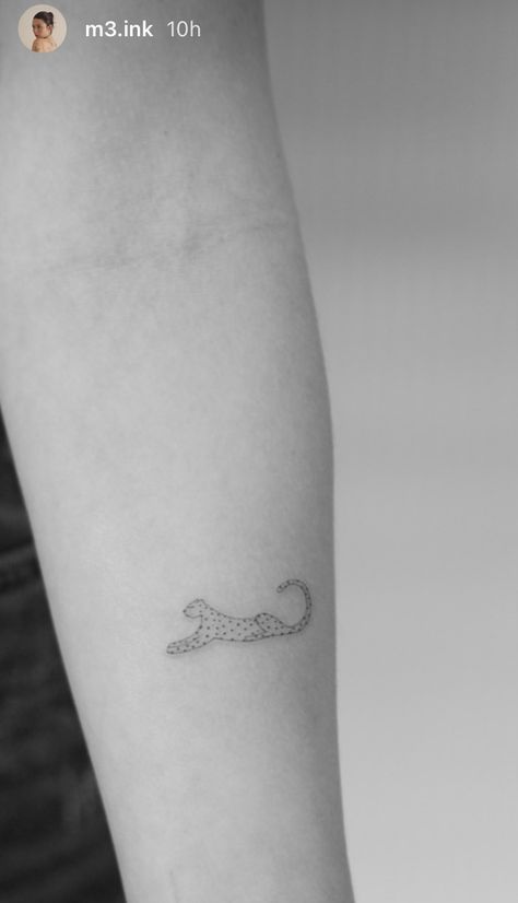 Tiny Leopard Tattoo, Mini Leopard Tattoo, Tanzania Tattoo Ideas, Fine Line Jaguar Tattoo, Animal Tattoos Fine Line, Leopard Fine Line Tattoo, Minimalistic Tiger Tattoo, Fine Line Tattoo Tiger, Fine Line Cheetah Tattoo