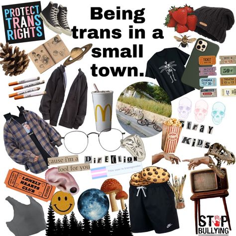 Neiche meme board on being a trans man in a small town. Lonely aesthetic kinda vibe Trans Ftm Outfits, Ftm Aesthetic, Ftm Outfits, Non Binary Aesthetic, Bi Stuff, Cryptidcore Aesthetic, Pride 2023, Niche Aesthetic, Pride Stuff