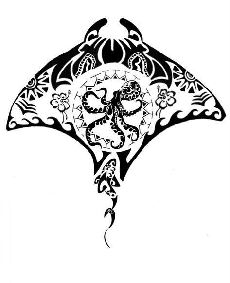 #polynesiantattoosdesigns #mantaray #octopus Mantaray Tattoo Design, Mantaray Tattoo, Belly Tattoo, Octopus Tattoo, Manta Ray, Maori Tattoo, First Tattoo, Tattoo Drawings, Artsy Fartsy