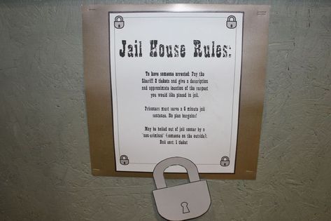 Jail Rules for Carnival Carnival Jail Booth, Make A Jail Cell, Jail Fundraiser Ideas, Jail Fundraiser, Jail And Bail Fundraiser, Jail Booth, Jail Booth Ideas, Buck And Doe Games, Jail Ideas