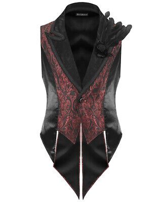 Top Rated Devil Fashion Mens Aristocratic Vampire Tailed Waistcoat Vest - Black & Red, Mens Clothing Vampire Clothes Men, Red Vest Men, Vampire Goth Men, Vampire Outfit Men, Gothic Outfits Men, Red Goth Outfits, Goth Mens Fashion, Vampire Clothing, Male Goth