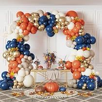 Fall Balloon Garland, Balloons Arch, Orange Balloons, 5 Balloons, Garland Arch, White Balloons, Fall Birthday, Arch Kit, Thanksgiving Parties